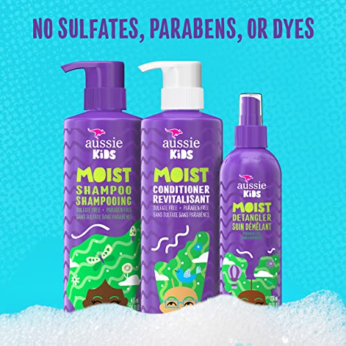 Aussie Kids Hair Care Bundle Set Including: Shampoo (16 Fl Oz), Conditioner (16 Fl Oz) & Detangler Spray (8 Fl Oz), Paraben- Freem Sulfate-Free, Dye-Free, Cruelty-Free, Tangle-Free Styling