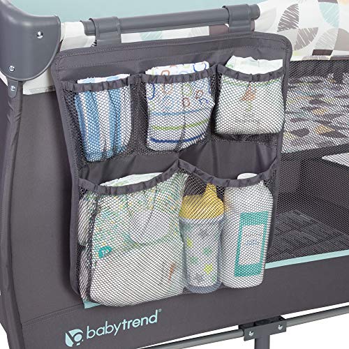 Baby Trend Nursery Center, Portable Playard with Bassinet, Changing Table and Storage Organizer, Trend-E - Foldable and Convertible Travel Play Crib for Babies and Toddlers, Doodle Dots