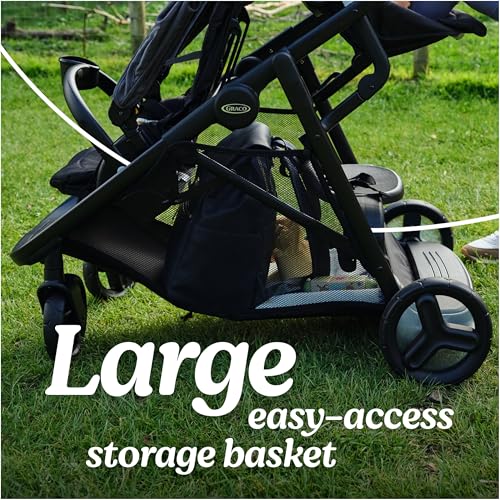 Graco Ready2Grow LX 2.0 Double Stroller, Twin Baby Stroller Features Bench Seat and Standing Platform Options, Compact Fold Perfect for Baby Travel, Clark