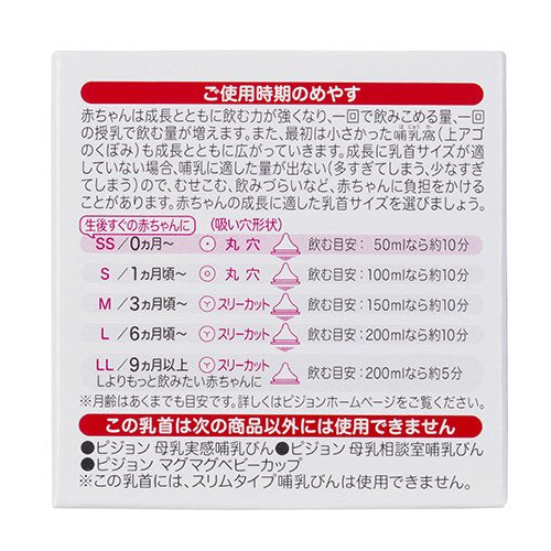 Pigeon Breast Milk Authentic Feeling Nipple (Silicone Rubber) 1 Month and Up Small Size Round Hole 2 Pieces