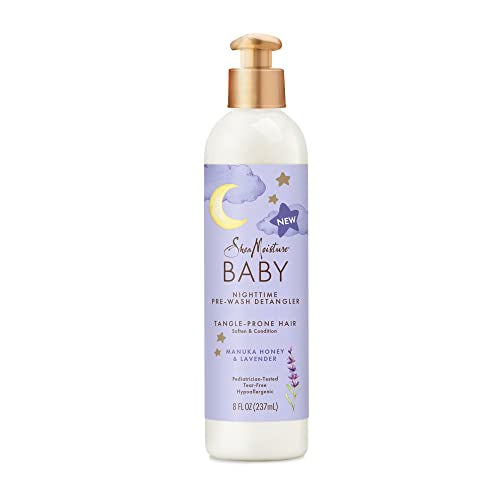 SheaMoisture Baby Pre-Wash Hair Detangler Manuka Honey & Lavender for Delicate Hair and Skin Nighttime Skin and Hair Care Regimen 8 oz