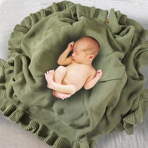 YCHWFF Knit Baby Blanket 40x30 for Boy & Girl Soft Swaddle Blanket (White)