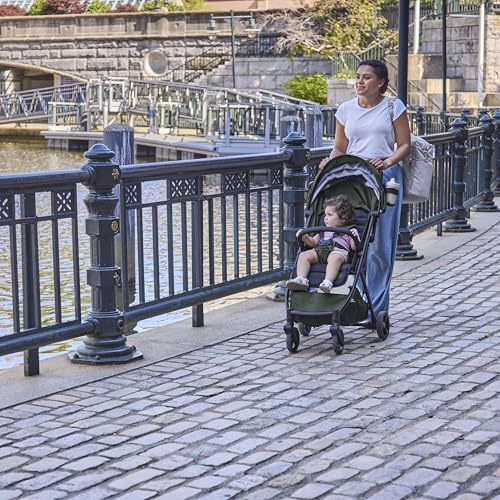 Ingenuity 3Dquickclose CS+ Compact Fold Stroller – Lightweight Stroller with Oversized Canopy, Extra-Large Storage and Compact Fold, Forest