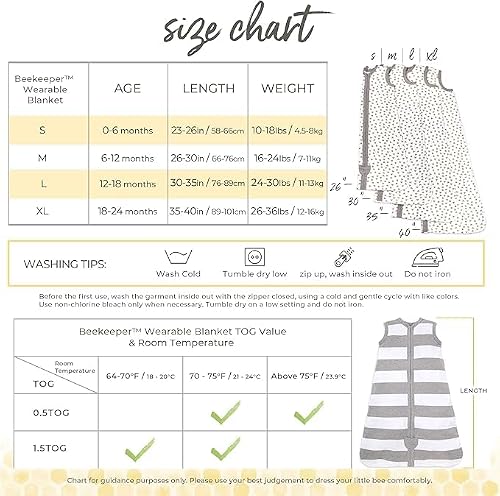 Burt's Bees Baby Beekeeper Wearable Blanket Winter, Organic Cotton Swaddle 0.5 or 1.5 TOG, Baby Infant Wearable Blanket & Essentials Shower Gift