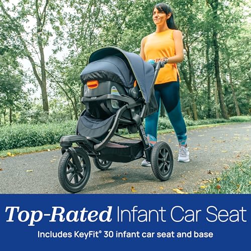 Chicco Activ3 Jogging Stroller Travel System, Activ3 Jogging Stroller with KeyFit 30 Infant Car Seat and Base, Solar/Grey
