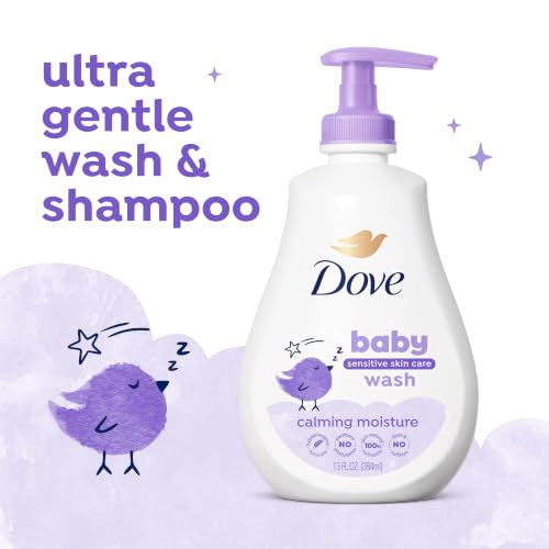 Baby Dove Sensitive Skin Care Baby Wash Calming Moisture For a Calming Baby Bath Wash Hypoallergenic and Tear-Free, Washes Away Bacteria 13 fl oz