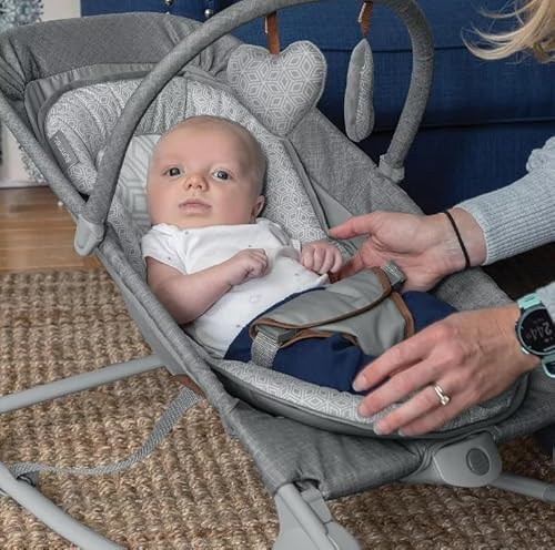 Summer by Ingenuity 2-in-1 Bouncer & Rocker Duo (Heather Gray) Convenient and Portable Rocker and Bouncer for Babies Includes Soft Toys and Soothing Vibrations