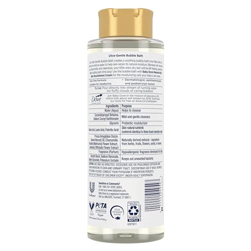 Baby Dove Bubble Bath Melanin-Rich Skin Nourishment for nourished Skin and Bath time Fun Sensitive Skin Care with Skin-Natural nutrients 16 oz, Silver