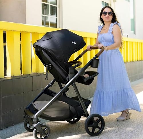 Joie Baby, Ginger and Rue Travel System – 4-in-1 Travel System with Lightweight Baby Car Seat and an Included Anti-Rebound Base for Easy Install and Height-Adjustable Stroller (Shale Dark)