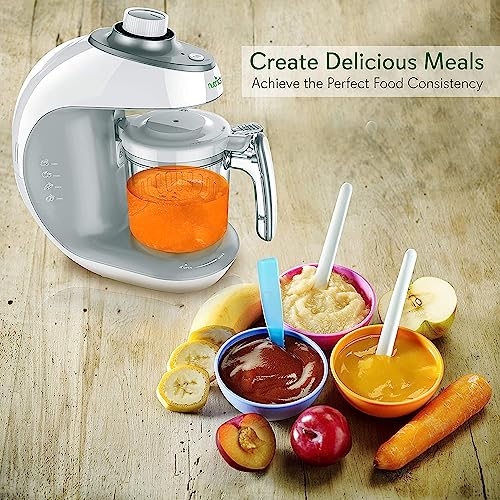 NutriChef Baby Food Maker | 2-in-1 Steam Cooker & Puree Blender | Adjustable Steam Timer | Blend Organic Food for Babies, Infants & Toddlers | Includes Dishwasher Safe Steam Basket & Bowl