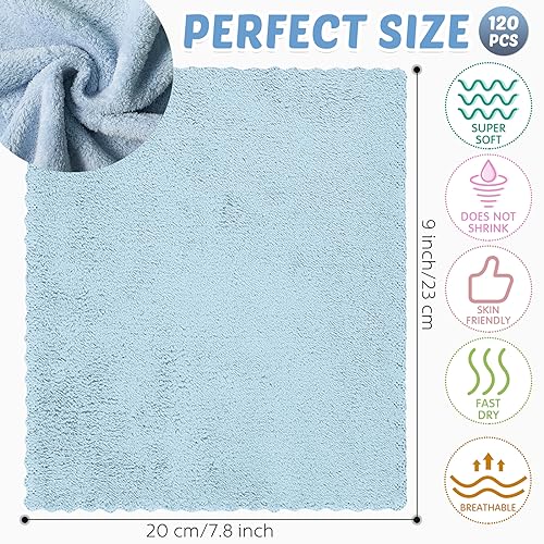 Newwiee 120 Pack Baby Washcloths 9 x 8 Inch Coral Fleece Baby Rags Microfiber Soft Small Towels Absorbent Wash Cloth for Newborn Infants Toddlers Face or Body(Multi Colors)