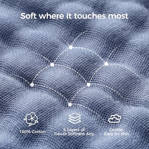 Momcozy Baby Towels, 6-Layer 100% Cotton Muslin Hooded Baby Towel Set for Newborn, Infant & Toddler, Soft Absorbent Baby Bath Essentials, Large 32 x 32 Inch