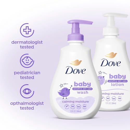 Baby Dove Sensitive Skin Care Baby Wash Calming Moisture For a Calming Baby Bath Wash Hypoallergenic and Tear-Free, Washes Away Bacteria 13 fl oz