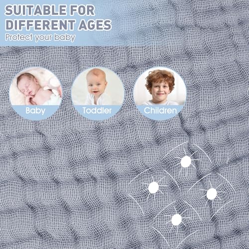 Synrroe Baby Hooded Bath Towel 2 Pack, 100% Muslin Cotton, 32x32 Inch - Matching Trim & Hood, Soft Absorbent Baby Toddler Towel for Newborns & Infants, Blue and Misty