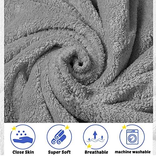 Reginary 4 Pack Baby Hooded Towels Coral Fleece Baby Bath Towels 30 x 30 Inch Soft Absorbent Hooded Bath Blanket for Newborn Toddler Infant Boy Girl Shower Gift Supplies (Gray)
