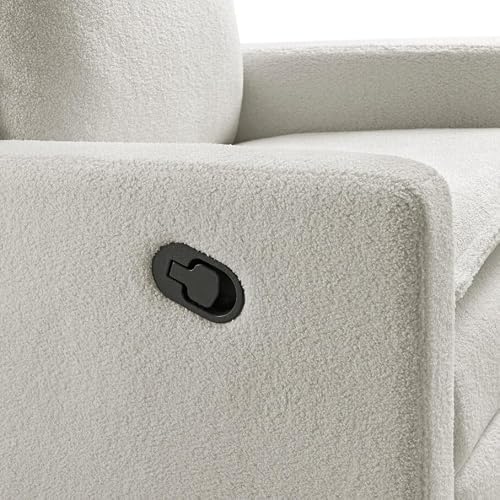Oxford Baby Uptown Upholstered Glider Recliner Rocking Chair 360° Swivel for Nursery and Living Room - Boucle White