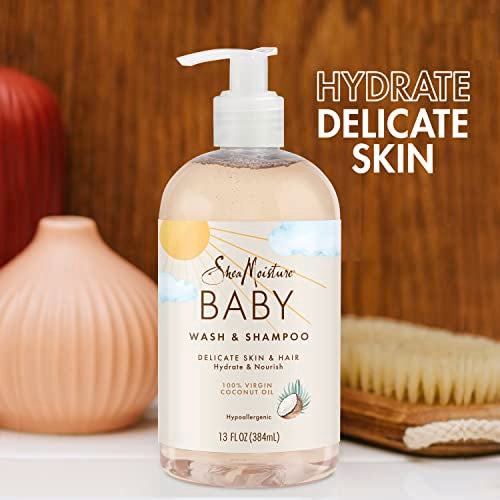 SheaMoisture Wash and Shampoo for Baby 100% Virgin Coconut Oil with Coconut Oil 13 oz