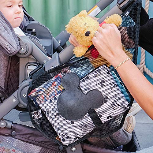 Disney Baby by J.L. Childress Side Sling Stroller Cargo Net - Stroller Organizer Attachment for Storage, Mesh Bag for Baby Accessories, Universal Fit - Mickey, Black