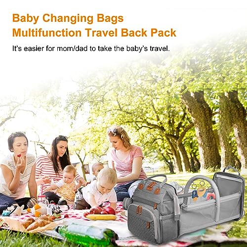 Astro alan Baby Diaper Bag with Changing Station, Waterproof Diaper Bag Backpack for Moms Dads with USB Charging Port, Baby Shower Gifts, Large Capacity diaper backpack, Grey