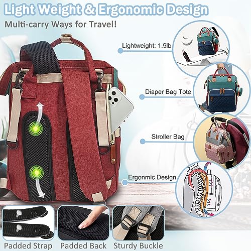 SHITIESHOU Diaper Bag Backpack Baby Bag, Baby Girl Boy Diaper Bag for Dad Mom with Pad, 16 Pockets, Pacifier Case, Large Diaper Bags Unisex for Travel (Colorful)
