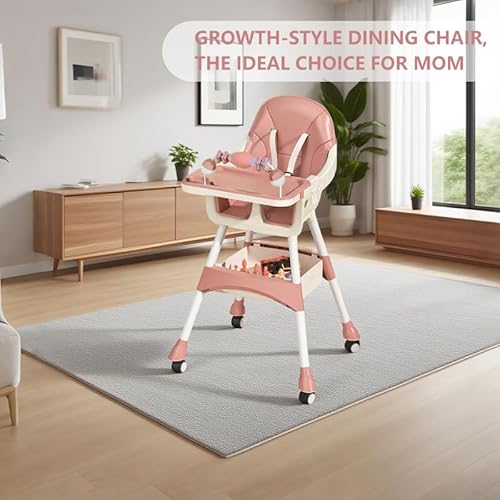 Nawahev Portable High Chair,High Chairs for Babies and Toddlers,Multi-Use Easy Clean Baby High Chair with Lock Wheels, Comfortable Feeding and Place The Toy Storage Basket uuu