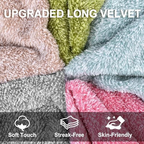 TEAWOO 10 Pack Premium Washcloths, Highly Absorbent and Super Soft Face Towels, Multi-Purpose Fingertip Towels, 12 x 12 inch Bathroom Towels (Charcoal/Coral Pink/Cyan/Jade Green/Coffee Beige)