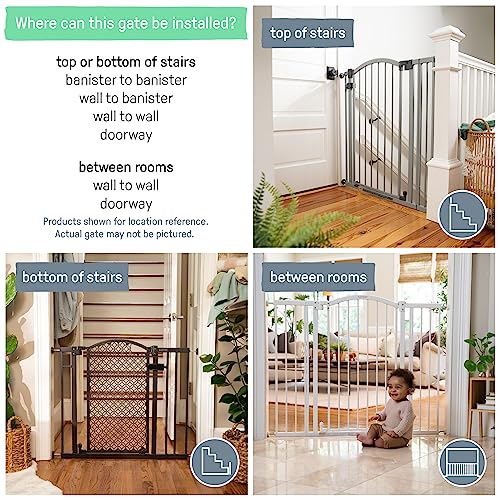 Ingenuity Multi-Use Decorative Extra Tall Walk-Thru Baby Gate, Fits Openings 28.5-48 Inch (Pack of 1), Black Metal, for Doorways and Stairways, 36' Tall Baby and Pet Gate, Black, One Size
