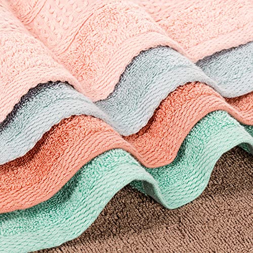 Chiicol Washcloths for Body and Face - Absorbent Bath Towels Bulk Set, 100% Cotton Hotel Towels for Bathroom . Durable,Soft Wash Rag (Multicolor, Pack of 12)