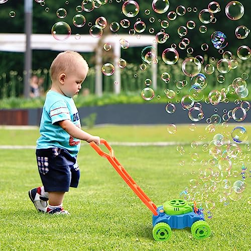 Lydaz Bubble Lawn Mower for Toddlers 1-3, Kids Bubble Machine for 1-Year-Old Boys Toy Gifts, Gardening Easter Basket Stuffers Birthday Toys, Push Summer Outdoor Toys for Preschool Baby Boys Age 1 2 3